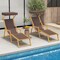 Adjustable Canopy Birch Wood Foldable Beach Chaise Lounge Chair - 67" L x 24.5" W x 48.5"-55" H